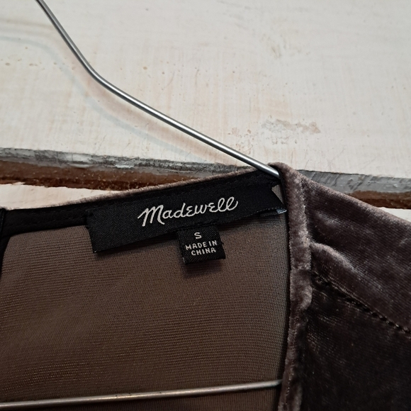 Madewell Velvet Bow-back Tee Dress Dark Metal Grey Size Small - Picture 6 of 8